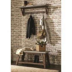 Budget β€οΈ Carbon Loft Omer 40-inch Concrete π§₯ Coated Wood Entryway π§₯ Coat Hook And Bench Set π