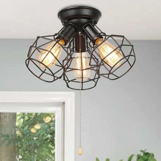 Flash Sale βοΈ Carbon Loft Metal Cage 3-Light Semi Flush Mount Ceiling Lights - W15"xH9.5" π