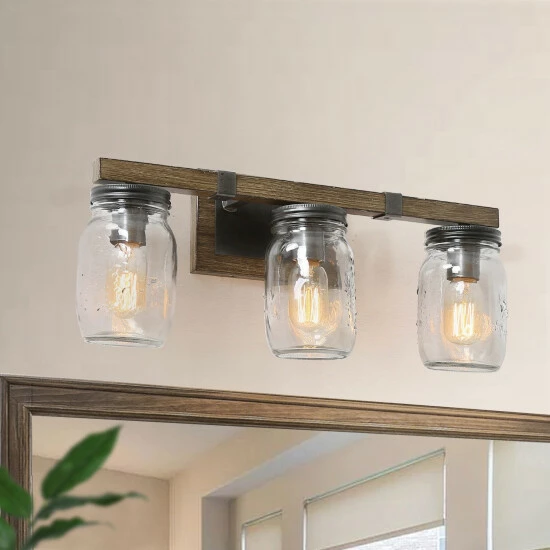 Coupon β Carbon Loft Modern Farmhouse 3-Light Wall Sconce Mason Jar Glass Lighting For Kitchen - W21"xH9"xE6" π§¨