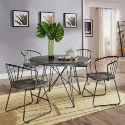 Brand new β Carbon Loft Crombie Round Grey Wood And Metal Table Or Dining Set π₯°