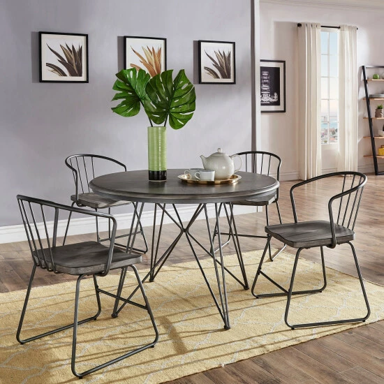 Brand new β Carbon Loft Crombie Round Grey Wood And Metal Table Or Dining Set π₯°