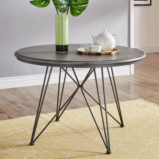 Brand new β Carbon Loft Crombie Round Grey Wood And Metal Table Or Dining Set π₯° - Image 2