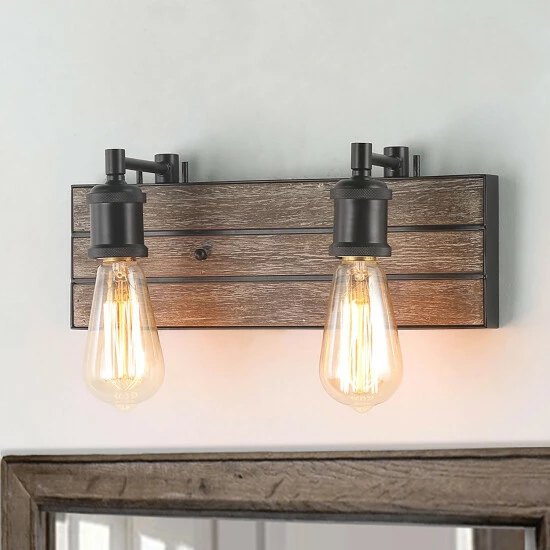 Brand new ❤️ Carbon Loft Rustic 2-lights Wall Sconces Adjustable Wood Bathroom Vanity Light - W14.2"* H 5.8"* E 5.1" ⭐
