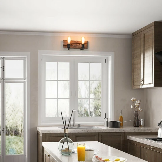 Brand new ❤️ Carbon Loft Rustic 2-lights Wall Sconces Adjustable Wood Bathroom Vanity Light - W14.2"* H 5.8"* E 5.1" ⭐ - Image 3