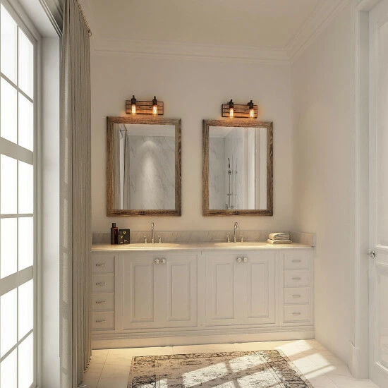 Brand new ❤️ Carbon Loft Rustic 2-lights Wall Sconces Adjustable Wood Bathroom Vanity Light - W14.2"* H 5.8"* E 5.1" ⭐ - Image 4