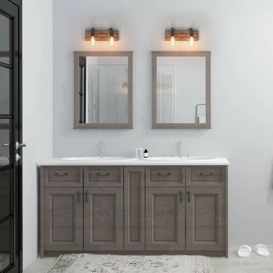 Brand new ❤️ Carbon Loft Rustic 2-lights Wall Sconces Adjustable Wood Bathroom Vanity Light - W14.2"* H 5.8"* E 5.1" ⭐ - Image 6