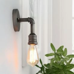 Best Pirce 🧨 Carbon Loft Maceio 1-light Water Pipe Vanity Lamp Industrial Wall Light ✨
