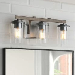Best deal 😉 Carbon Loft Featherstone 3-light Bathroom Vanity Light Glass Wall Sconces - Metallic 💯
