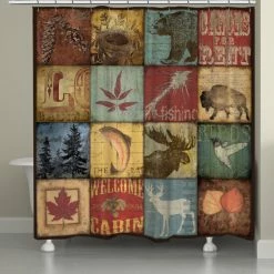 Budget 🌟 Carbon Loft Lisherness Cabin Patchwork Shower Curtain - Multi 💯