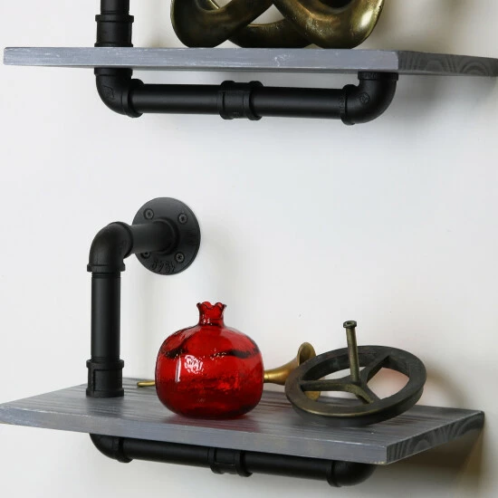 Cheapest π Carbon Loft Foronjy Paired Weathered Wood And Black Pipe Wall Shelves Weathered Brown And Black βοΈ - Image 6
