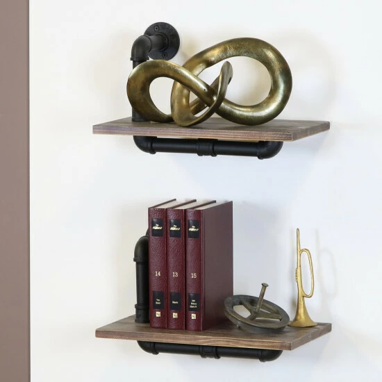 Cheapest π Carbon Loft Foronjy Paired Weathered Wood And Black Pipe Wall Shelves Weathered Brown And Black βοΈ - Image 8