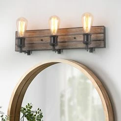 Cheapest 😉 Carbon Loft Astrid 3-light Wall Lamps Wood Wall Sconces Bronze Indoor Wall Lighting Fixture For Kitchen,Bathroom ✔️