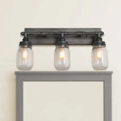 New 😀 Carbon Loft Vawdrey 3-light Black Wall Sconces Vanity Lights Bathroom ✨