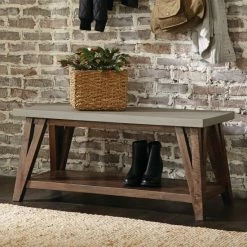 Best deal 👏 Carbon Loft Omer 40-inch Concrete 🧥 Coated Wood Entryway Bench ✔️