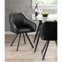 New π Carbon Loft Aduba Contemporary Pleated Chair In Faux Leather (Set Of 2) Charcoal π