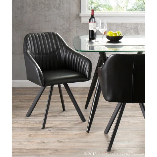 New π Carbon Loft Aduba Contemporary Pleated Chair In Faux Leather (Set Of 2) Charcoal π