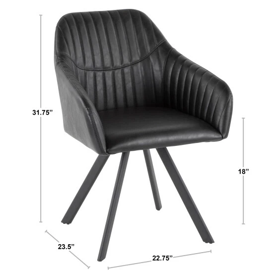New π Carbon Loft Aduba Contemporary Pleated Chair In Faux Leather (Set Of 2) Charcoal π - Image 6