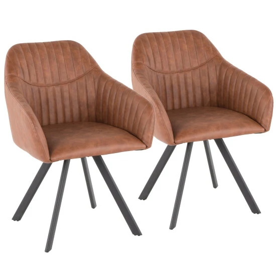 New π Carbon Loft Aduba Contemporary Pleated Chair In Faux Leather (Set Of 2) Charcoal π - Image 7