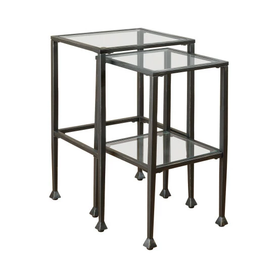 Buy β¨ Carbon Loft Maggie Black Tempered Glass And Metal Nesting Tables (Set Of 2) π - Image 2