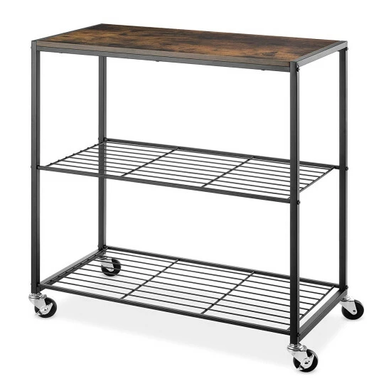 Flash Sale 𧨠Carbon Loft Ayesha Brown Modern Rolling Storage Shelves βοΈ