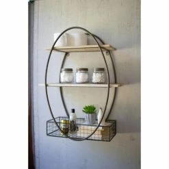 Flash Sale 🎉 Carbon Loft McClarnon Tall Oval Metal Framed Wall Unit With Recycled Wood Shelves 👍